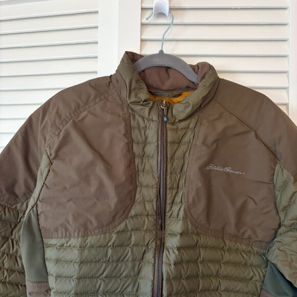 Eddie Bauer men's down field jacket large green brown insulated 700 - Picture 4 of 10